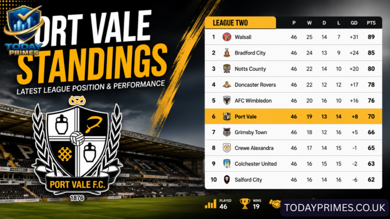 Port Vale Standings: Latest League Two Table 2026